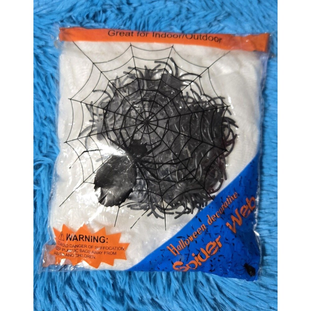 Indoor/Outdoor 400SqFt. Halloween Spider Web Decoration With Artificial Spiders